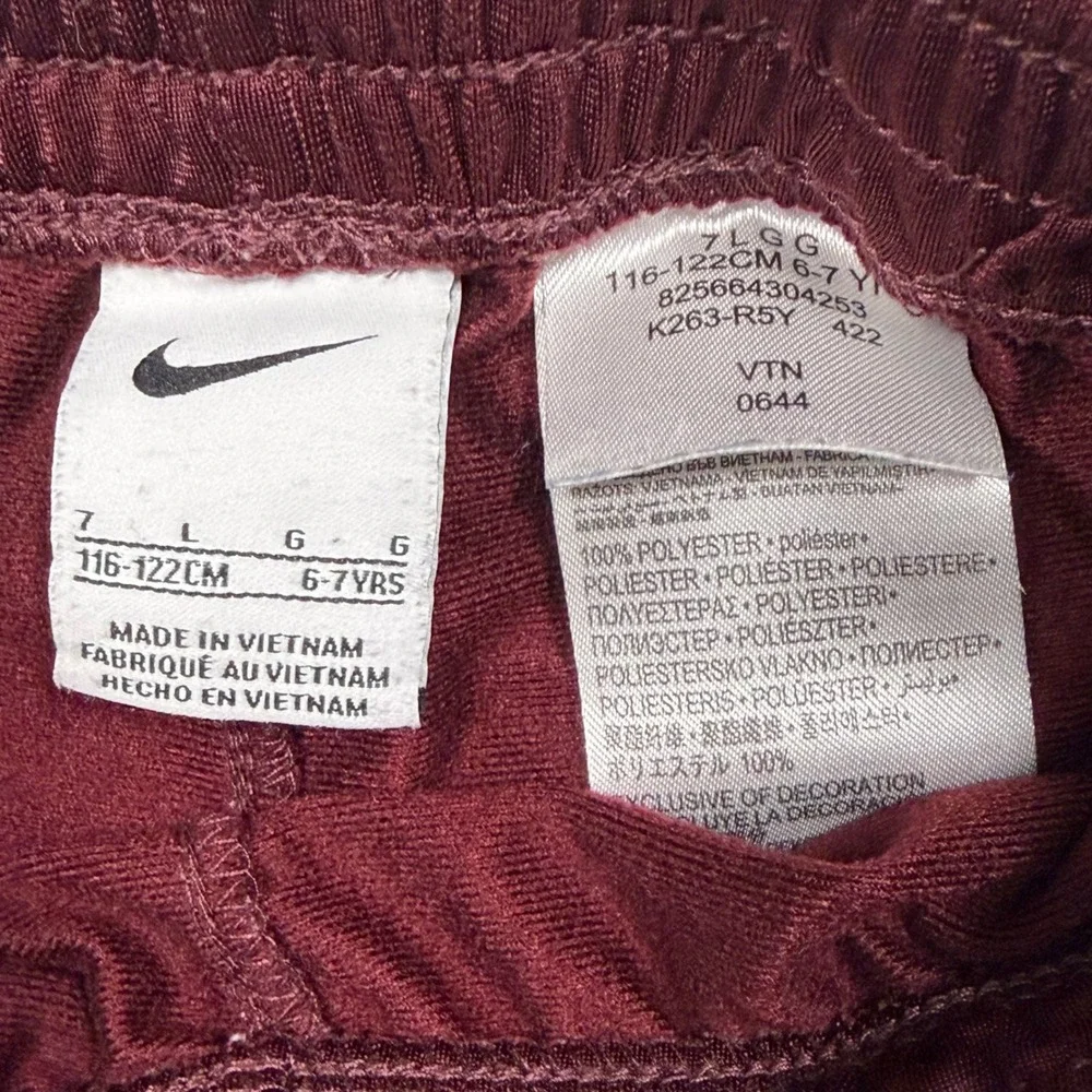 Nike Kids Burgundy Maroon Track Pants Joggers Size 7 6-7Y K263-R5Y